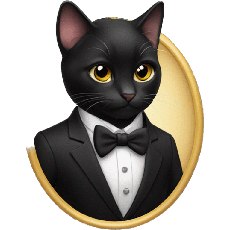 San black kitty wearing tuxedo emoji