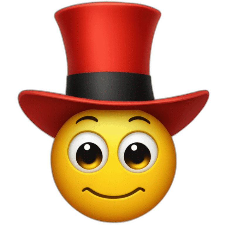 red top hat with yellow ribbon and little devil horns emoji