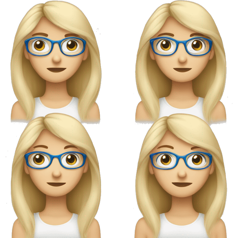 Frau blondes halblanges Haar und blaue Augen und braune Brille und Sommersprosse emoji