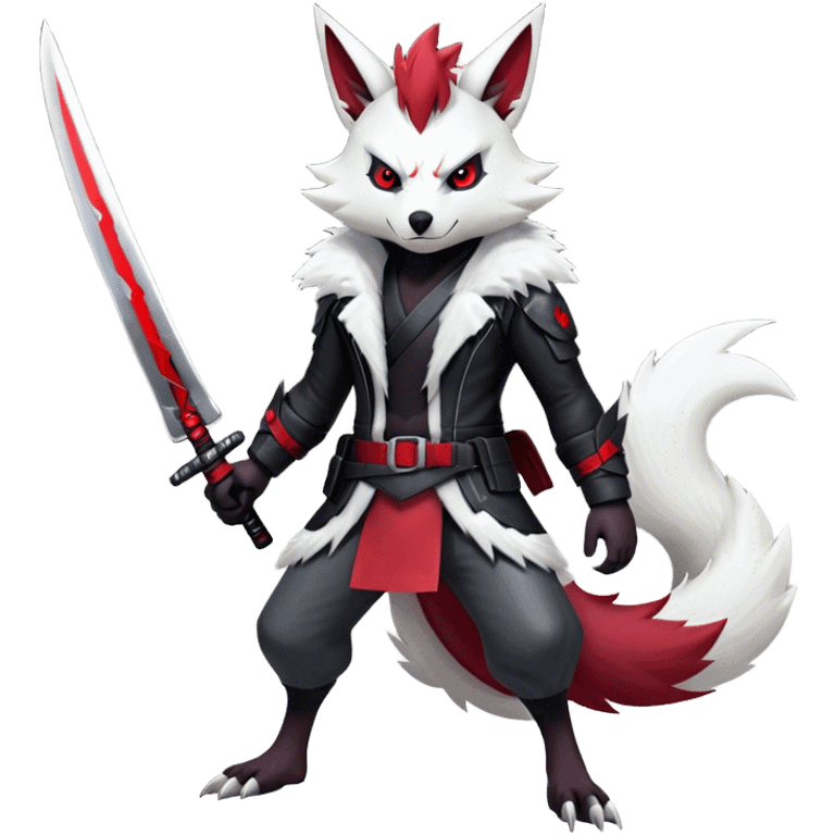 Edgy Cool Beautiful Zangoose-Zoroark, full body emoji