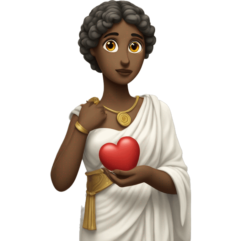 Greek Sappho holds a heart in her hand emoji