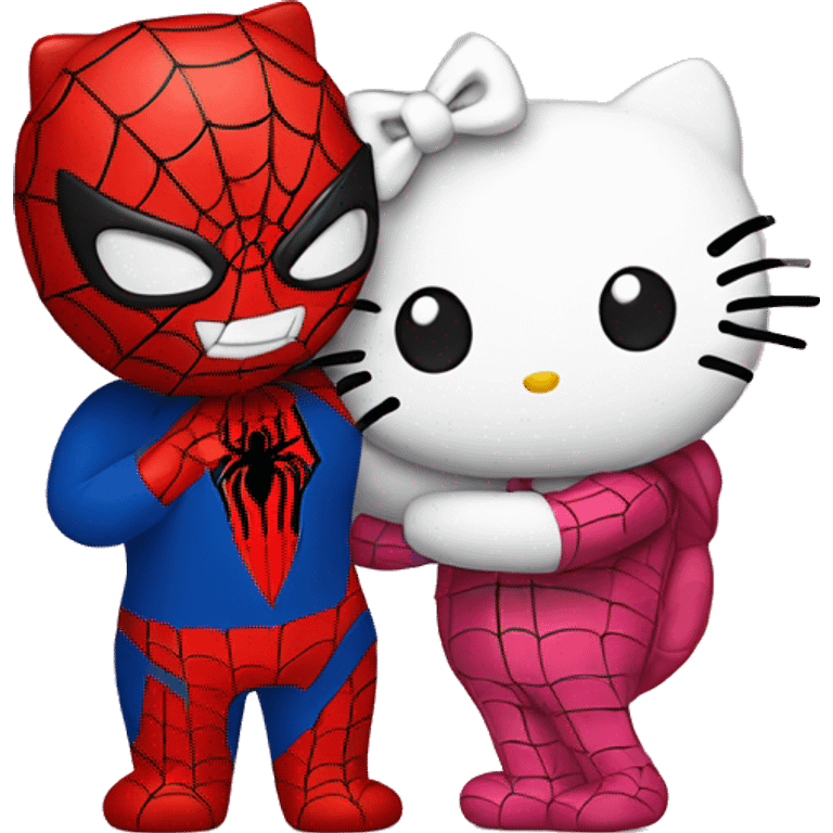 hello kitty and spiderman hugging emoji