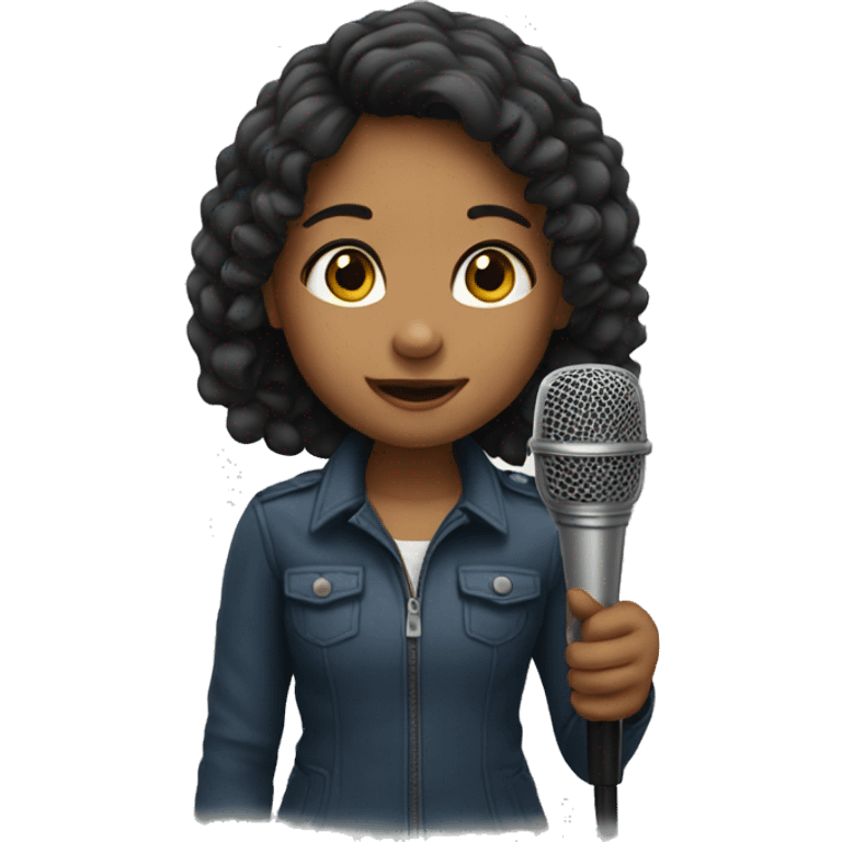 A short girl with a microphone  emoji