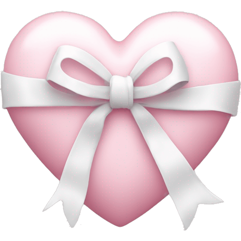 Pastel pink heart with white bow emoji