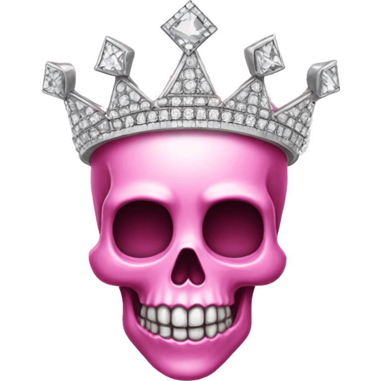 Pretty pink Skull with diamond crown  emoji