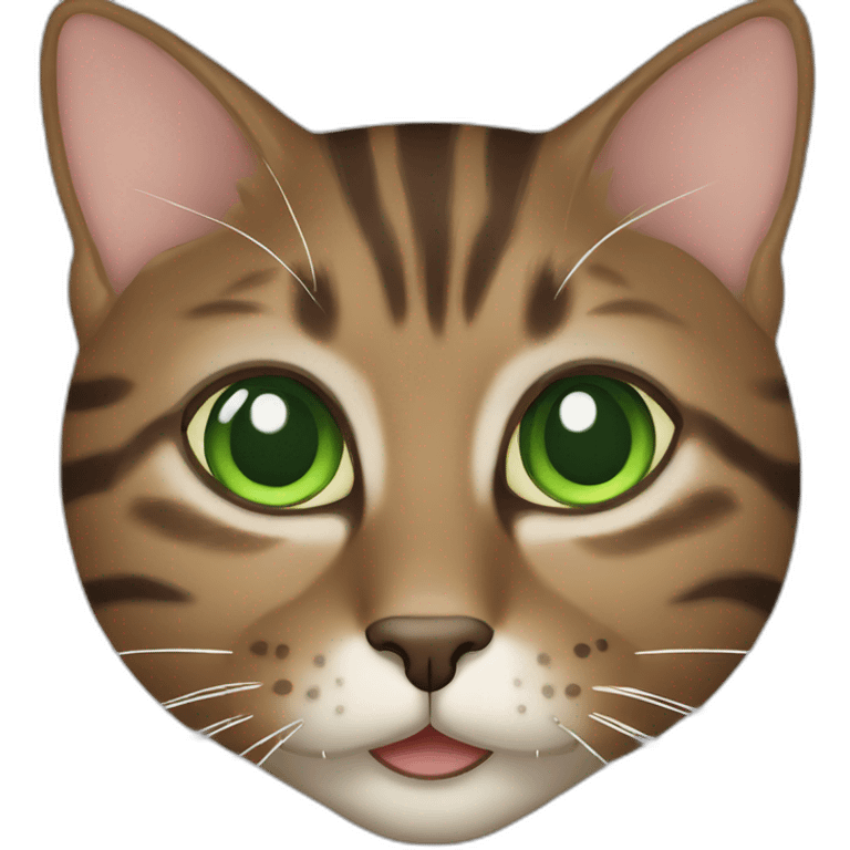 Brown tabby cat with green eyes emoji