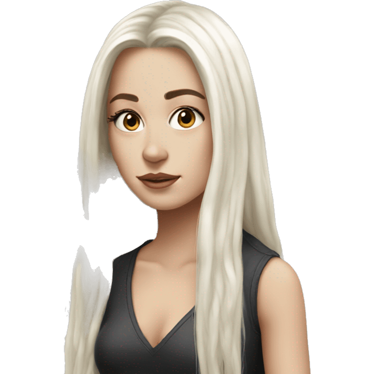 Hyper realism white girl with long black hair emoji