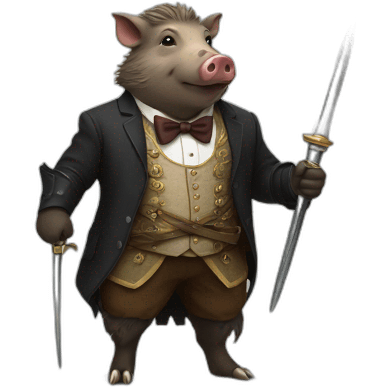 well dressed boar with sabers emoji