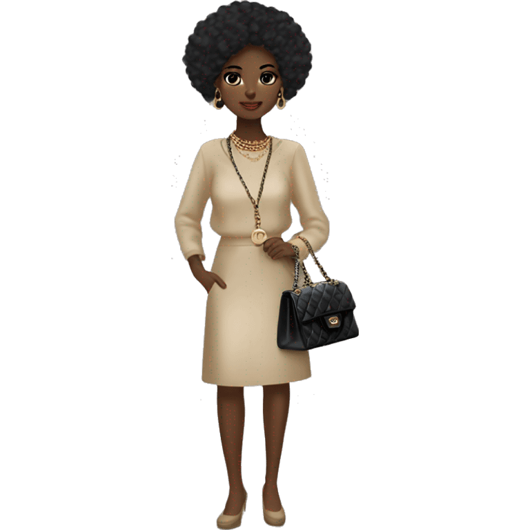 Black hair chanel dark skin Girl with Birkin bag and Chanel necklace emoji