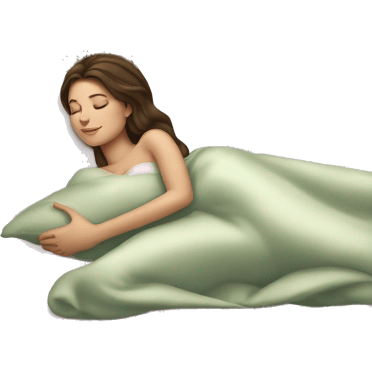 sleeping beauty brunette white girl with a silk pillow emoji