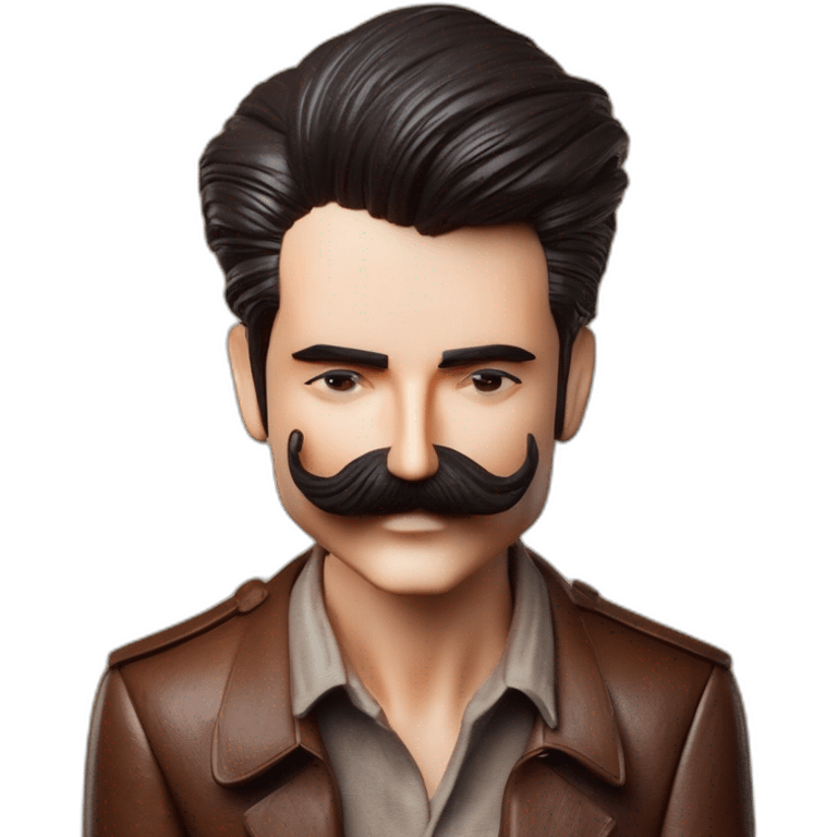 man with middle parted hair and mustache emoji