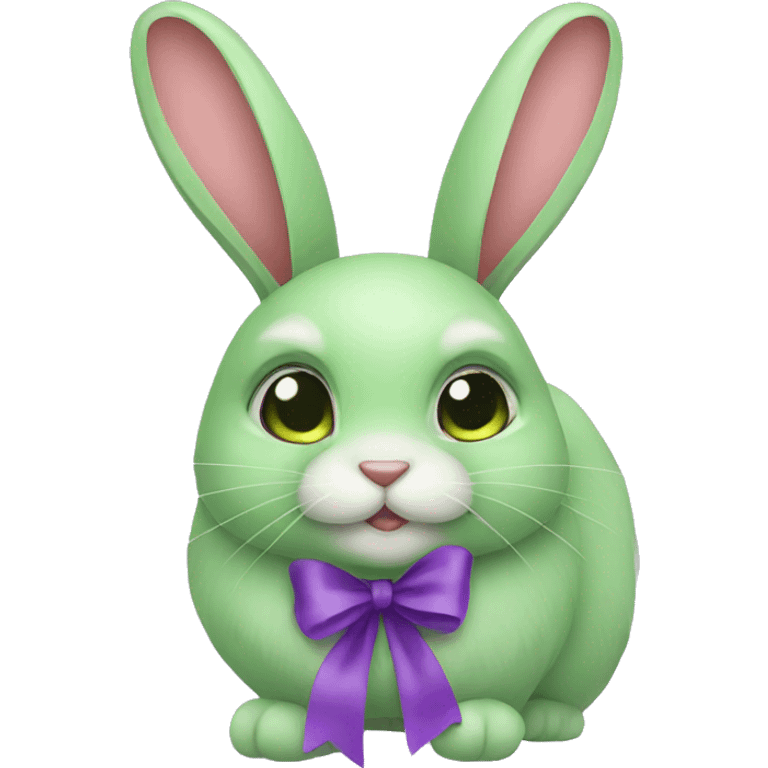 Female green rabbit with a purple bow emoji