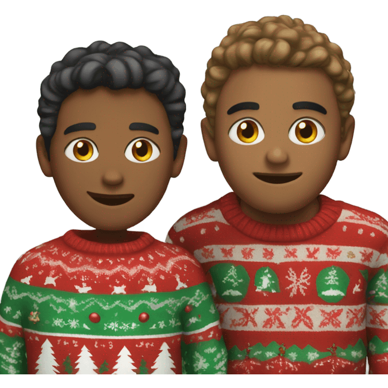 2 best friends wearing Christmas sweaters emoji