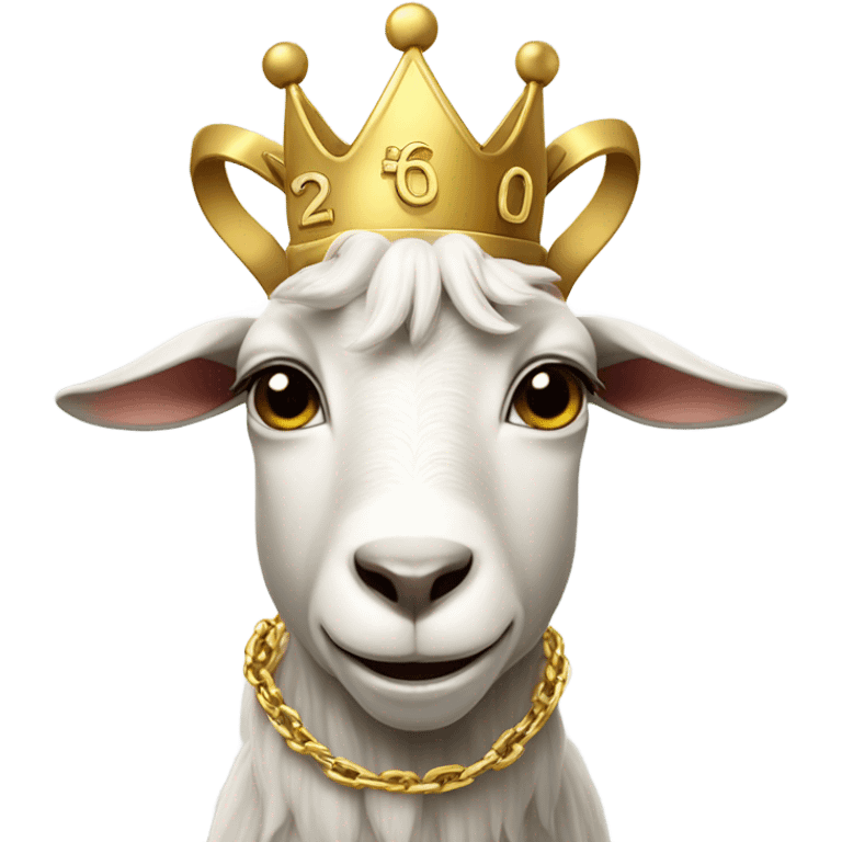 Goat with a crown, with a 100 chain, holding money  emoji