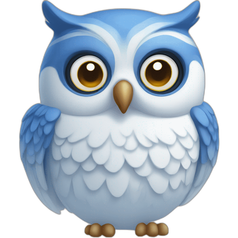 Blue and white owl emoji