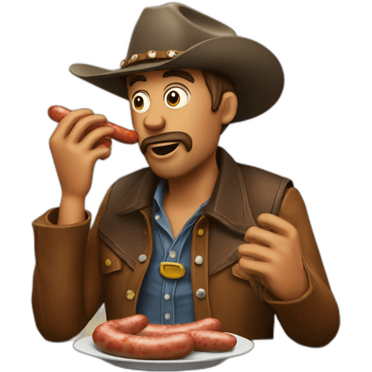 Drunk cowboy eating sausage emoji