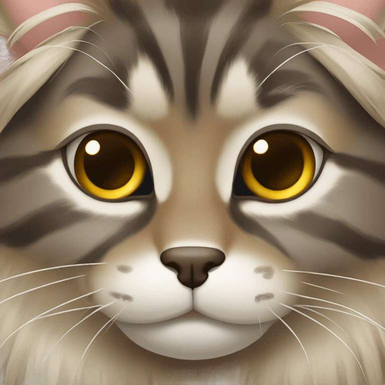 Brown gray and blonde main coon with free eyes  emoji