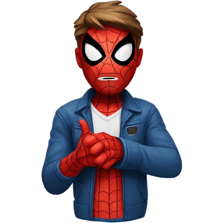 spider man holding thumbs down emoji