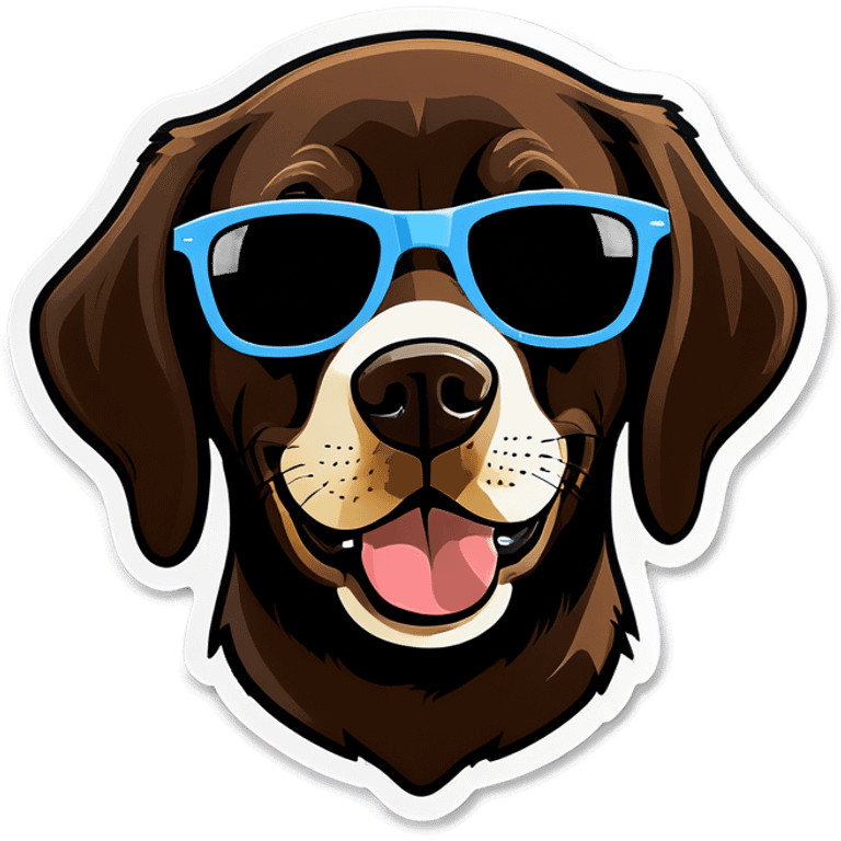 Dark brown Labrador retriever with sunglasses on emoji