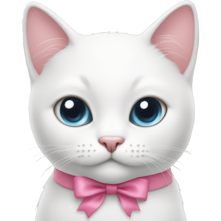 white cat with pink bow emoji