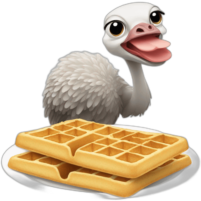 Ostrich eating waffles  emoji