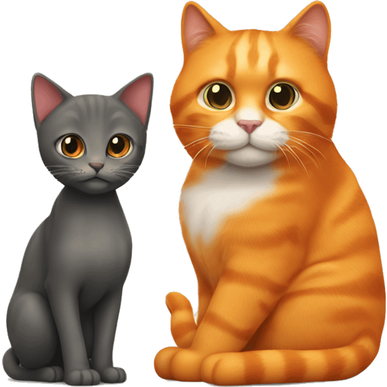 Big orange cat AND small tricolour kitty emoji