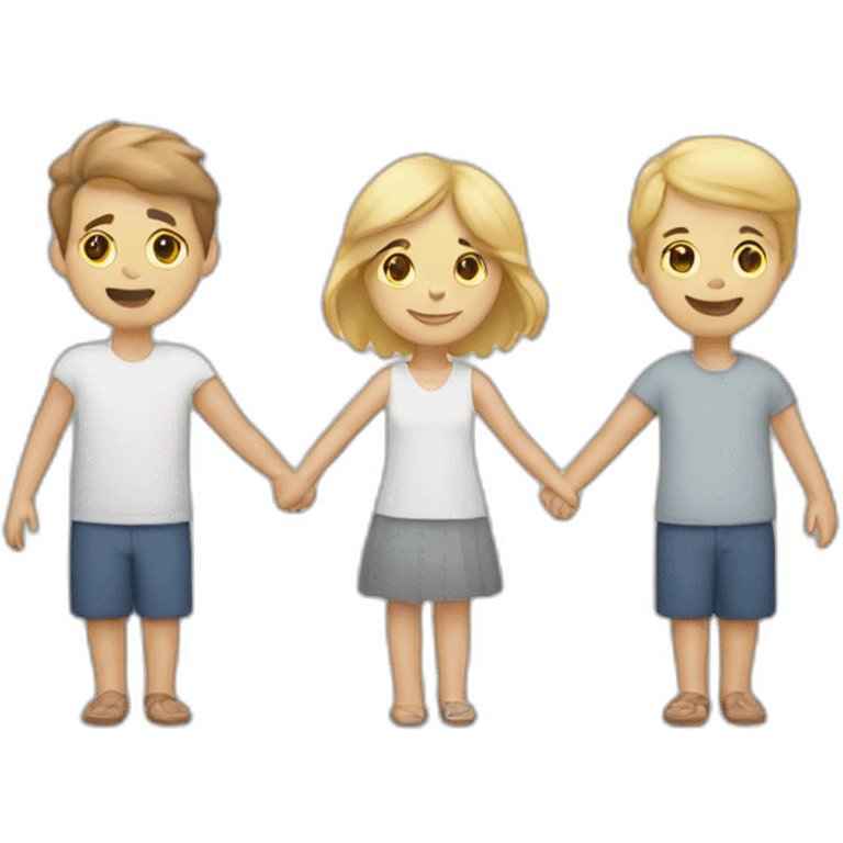 three white people holding hands emoji