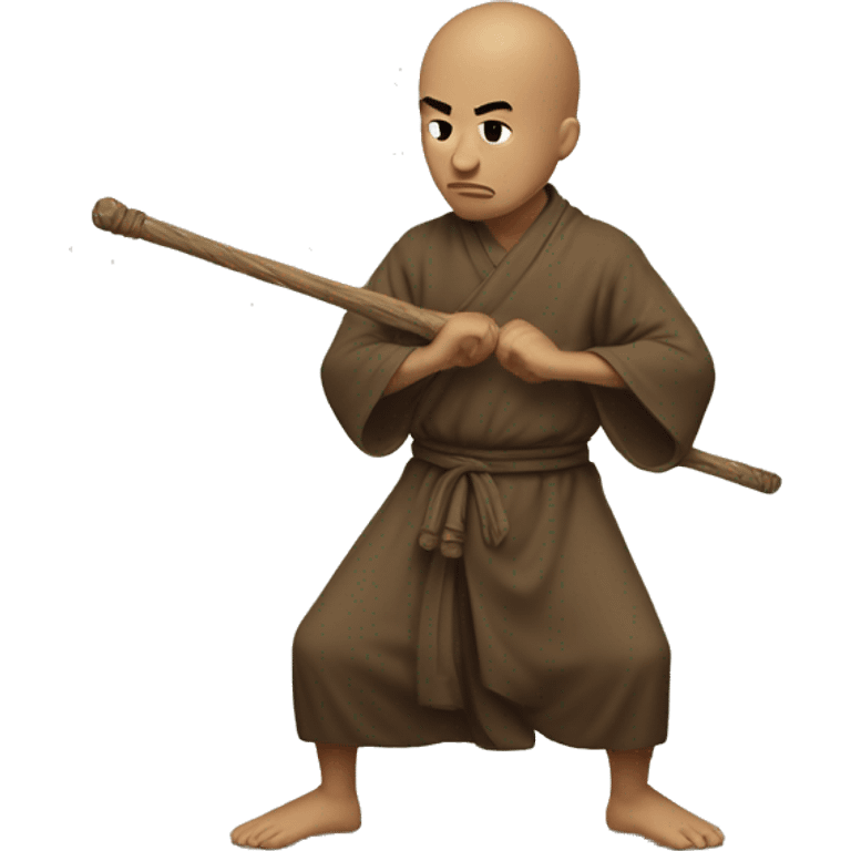 the monk in a low stance, ready to strike with a staff emoji