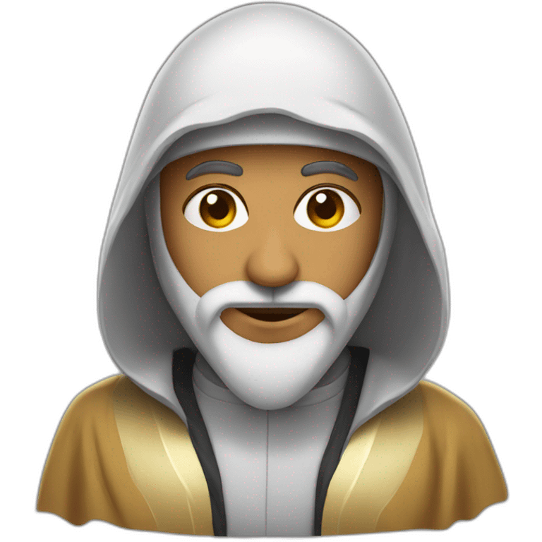 Shaikh wearing robe and full face helmet emoji