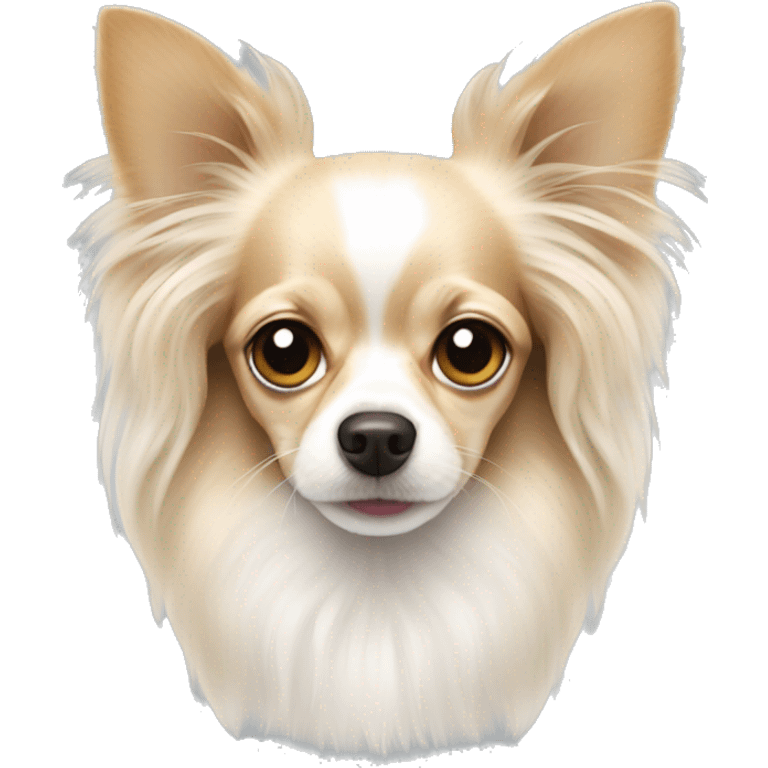 Long haired white chihuahua with light brown ears emoji