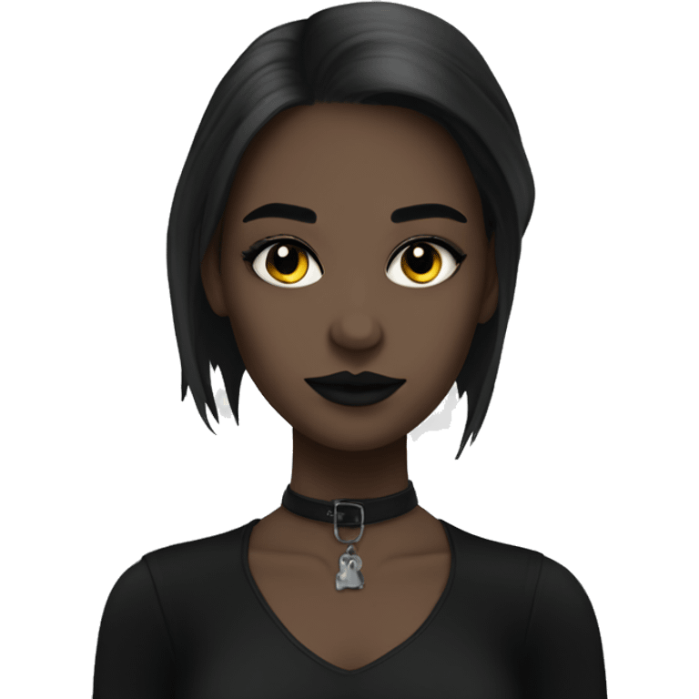 girl with shoulder length hair “black ” and goth makeup  emoji