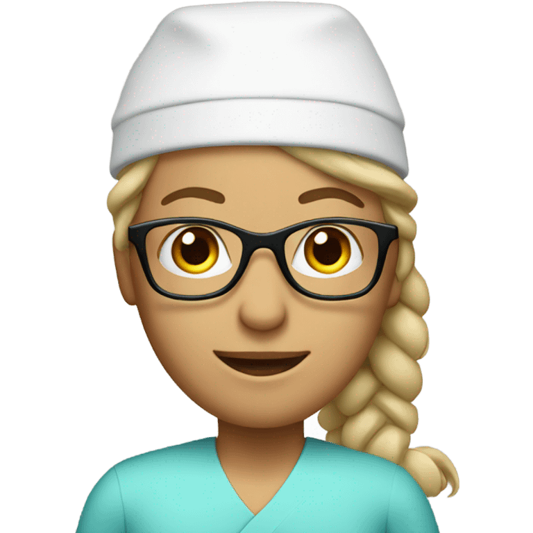 Nurse wearing a Santa hat and glasses emoji