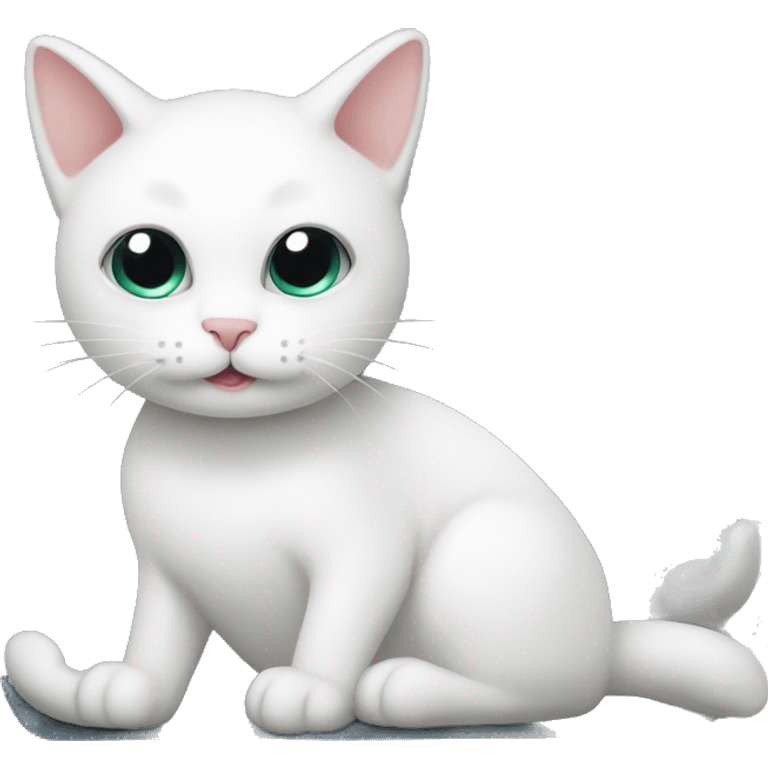 white cat sitting on a finder folder icon emoji