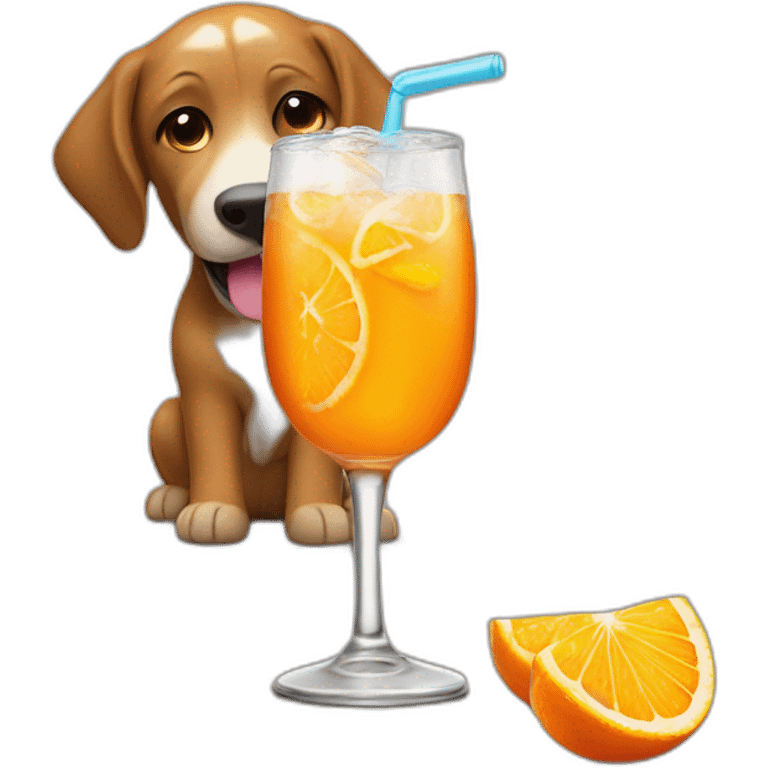 Un chien drink a fanta emoji