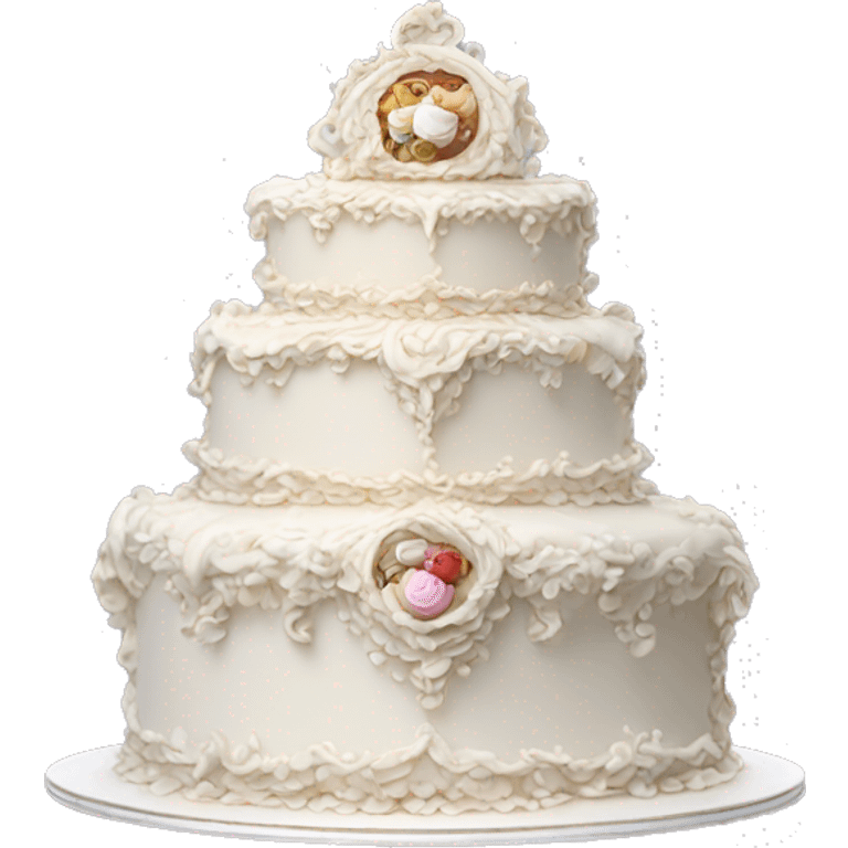 highly detailed white rococo cake emoji