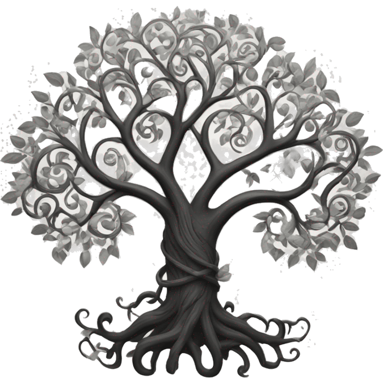 Black and white Viking style tree of Life  emoji