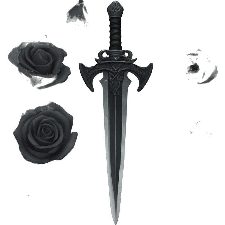 black sword with black roses emoji