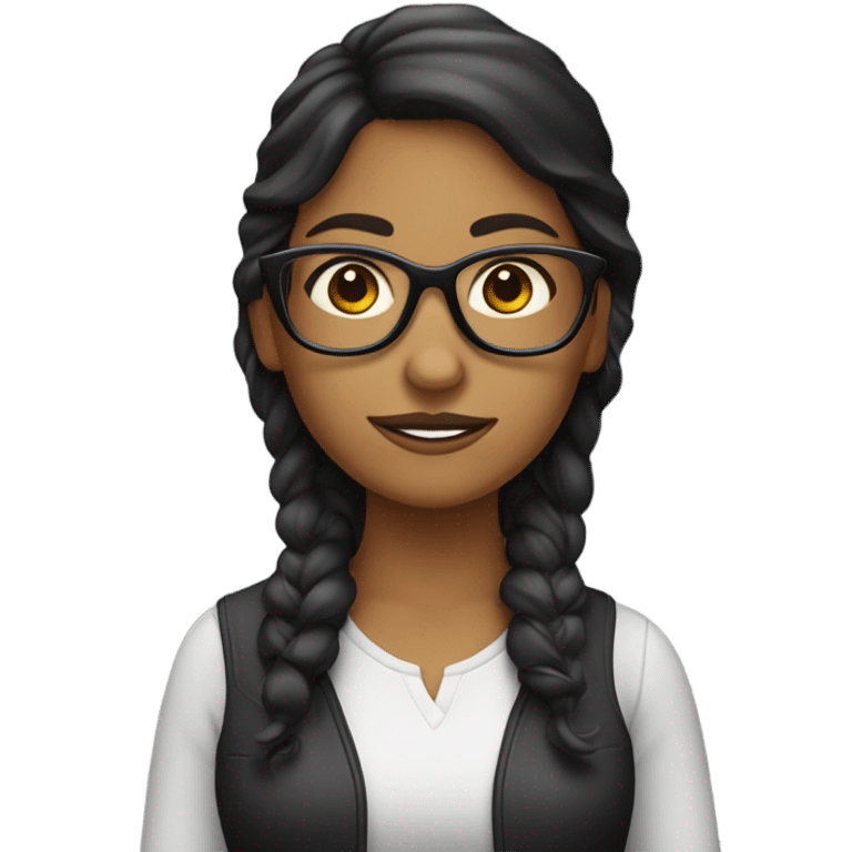 Mujer pelinegra lacia con lentes  emoji