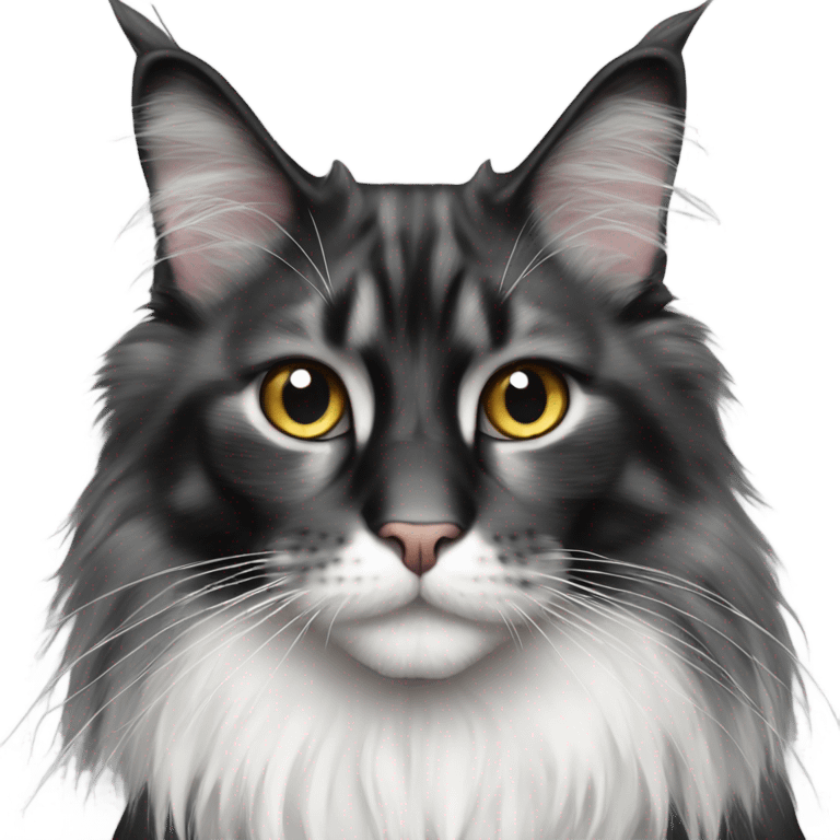 Black and white Maine coon cat emoji