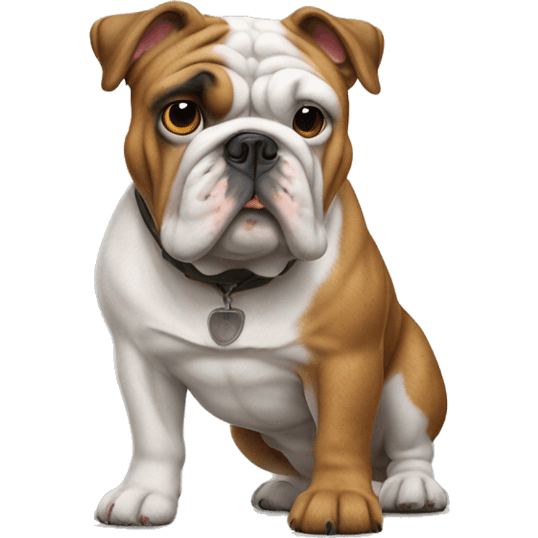 An English bulldog standing on top of a hunting dog emoji