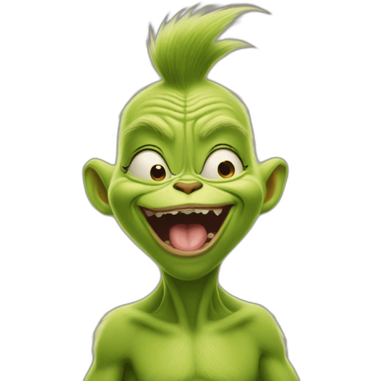 Japanese rounded yawning baby Grinch  emoji