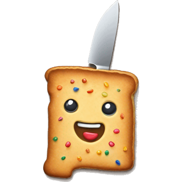 Rainbow poptart with a knife emoji