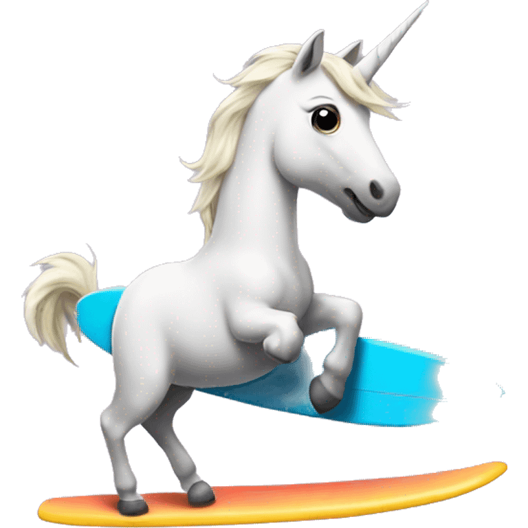 Unicorn riding surfboard emoji