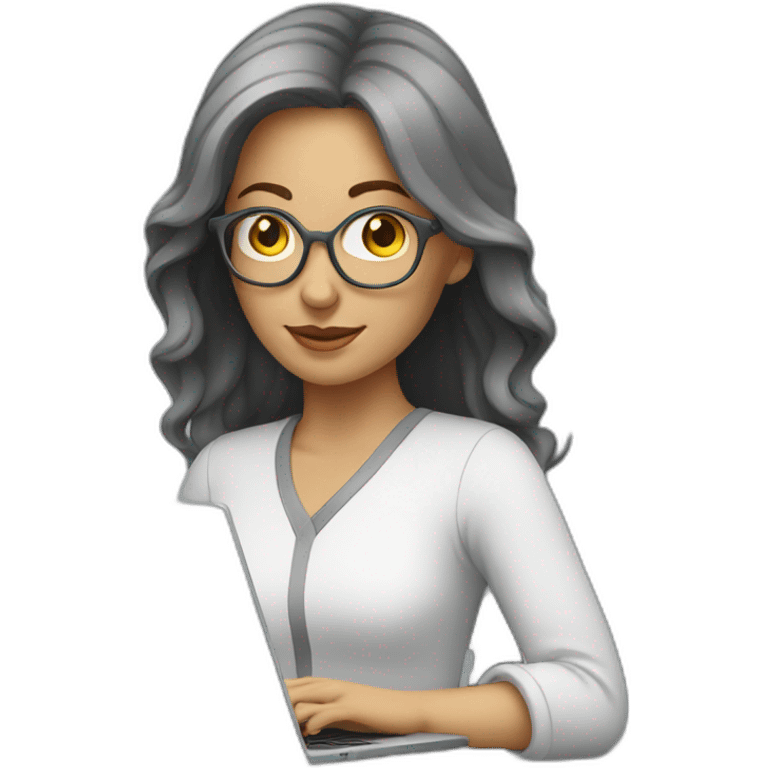 a white woman with laptop grey emoji