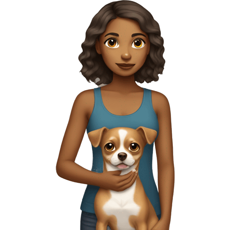 Brown girl with chihuahua  emoji