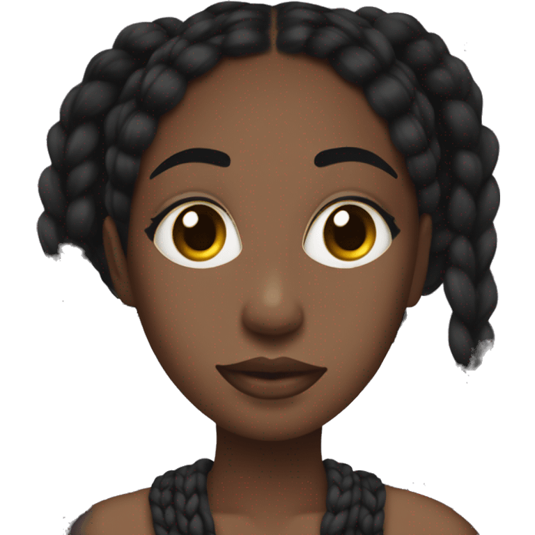 Black girl with black braids tied up. Aesthetic with a clean girl mask, doing her self-care. emoji