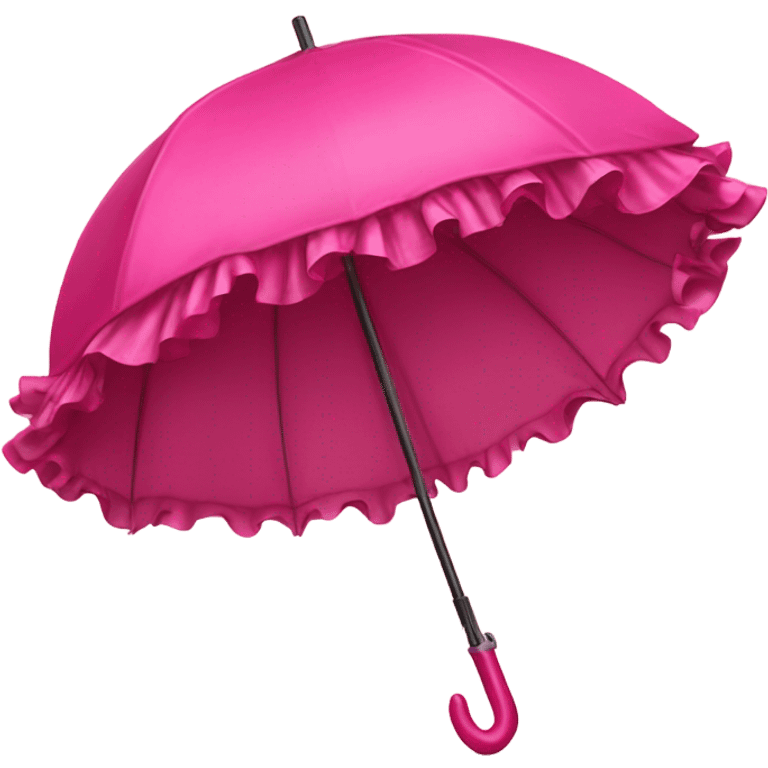 Detailed hot pink umbrella with large ruffles and roses plus a bow directly on top emoji