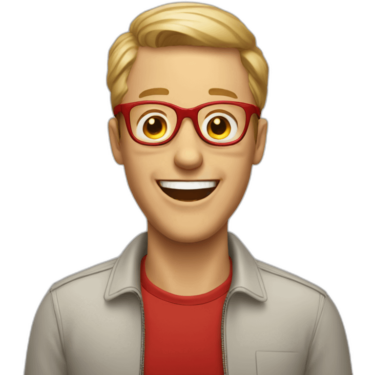 white man wearing red glasses laughing emoji