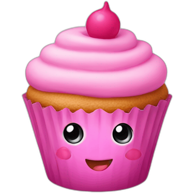 Happy pink cupcake emoji