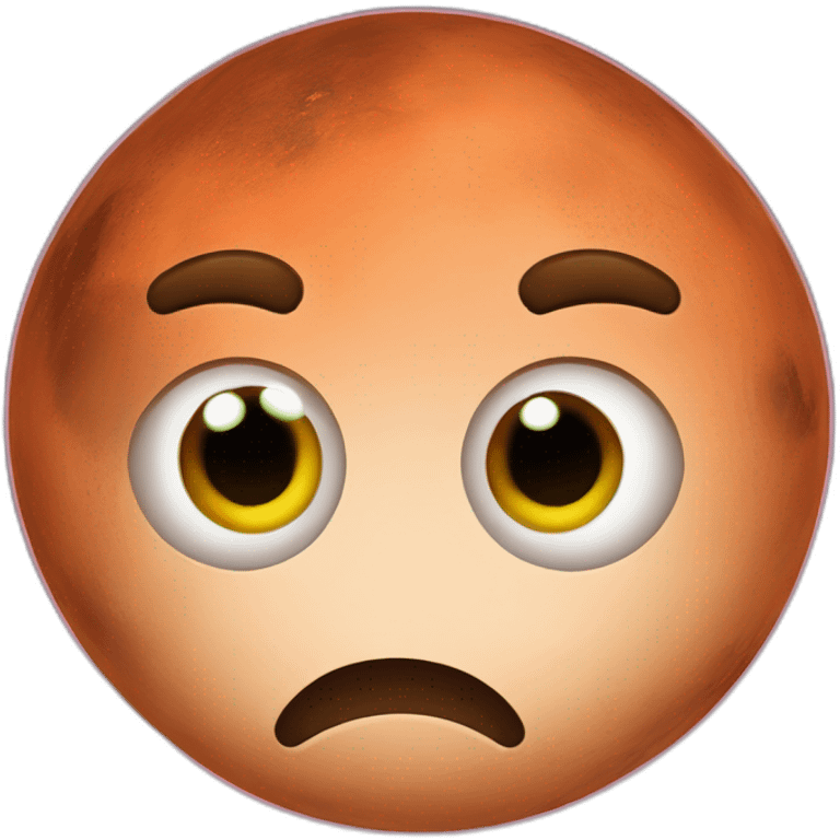 planet Mars with a cartoon uttermost face with big calm eyes emoji